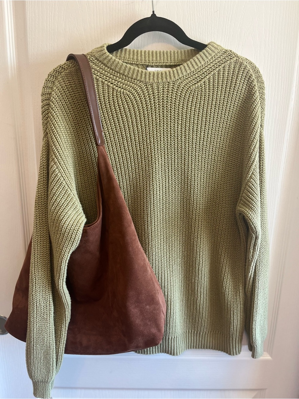 ZARA Sage Green Chunky Ribbed Knit Cotton Sweater Size 10 (140cm) 100% Cotton